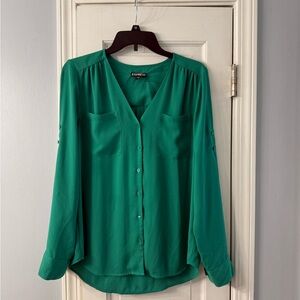 Express Green Portofino Button-Up Blouse